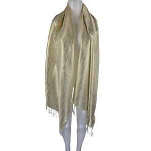 D'margeaux Giraffe Shiny Gold Cream Print Scarf or Decorate Length 71" NWT